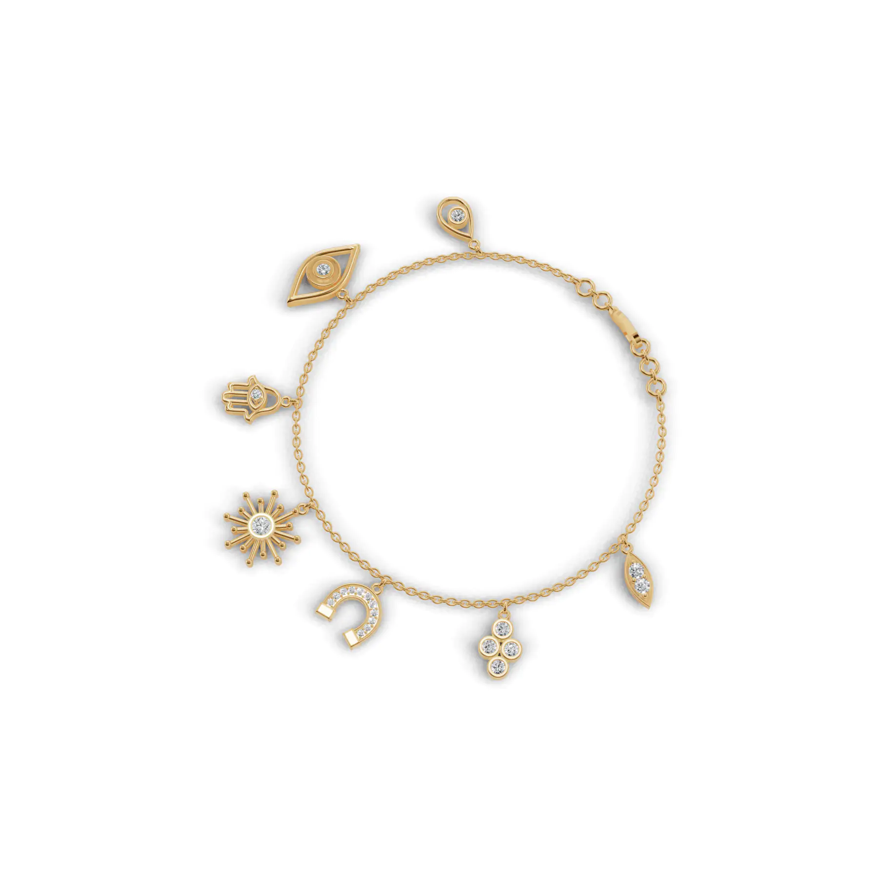 Enchanting Charms Stack Bracelet in Yellow 14k Gold