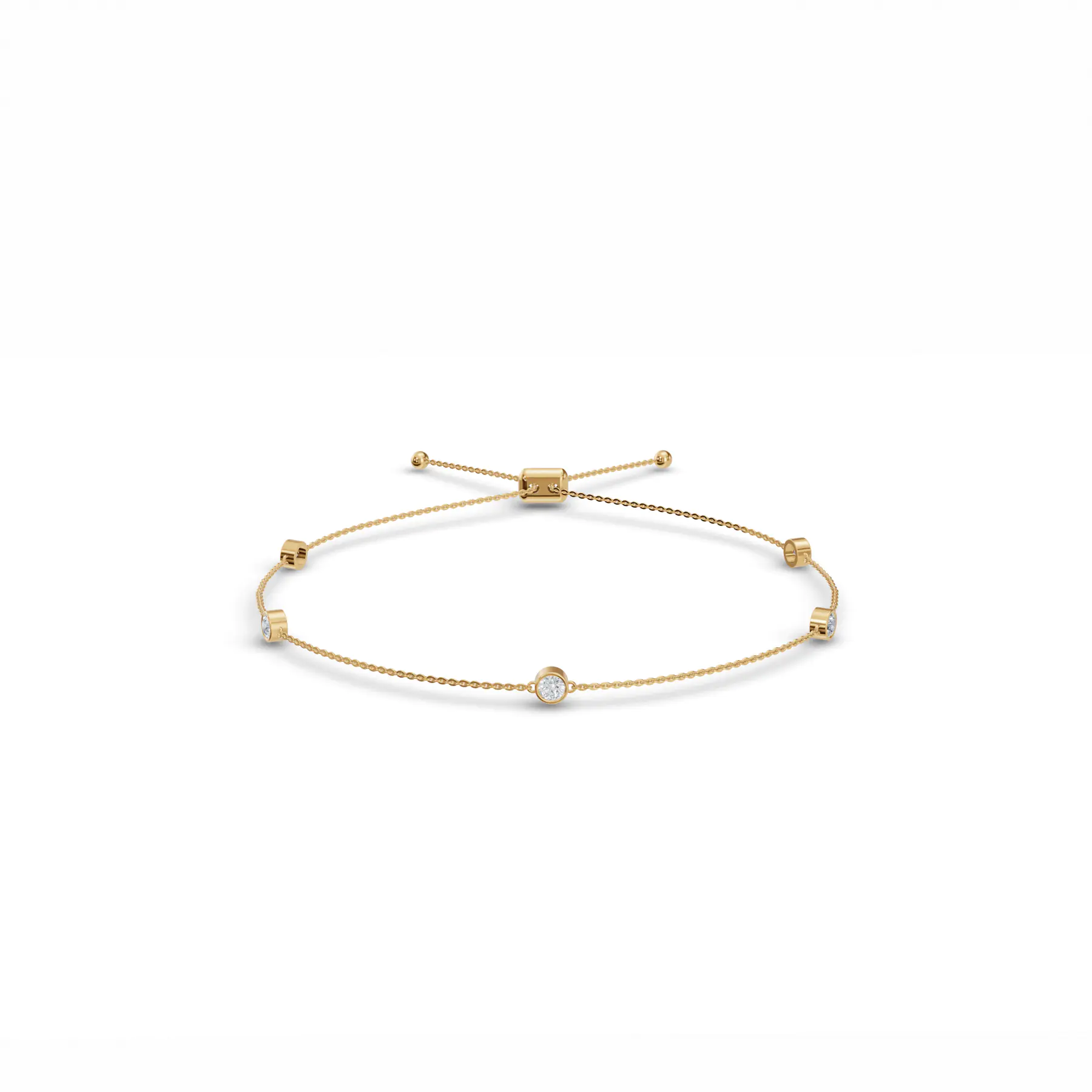 5-Stone Station Tennis Diamond Bracelet in Yellow 14K Gold