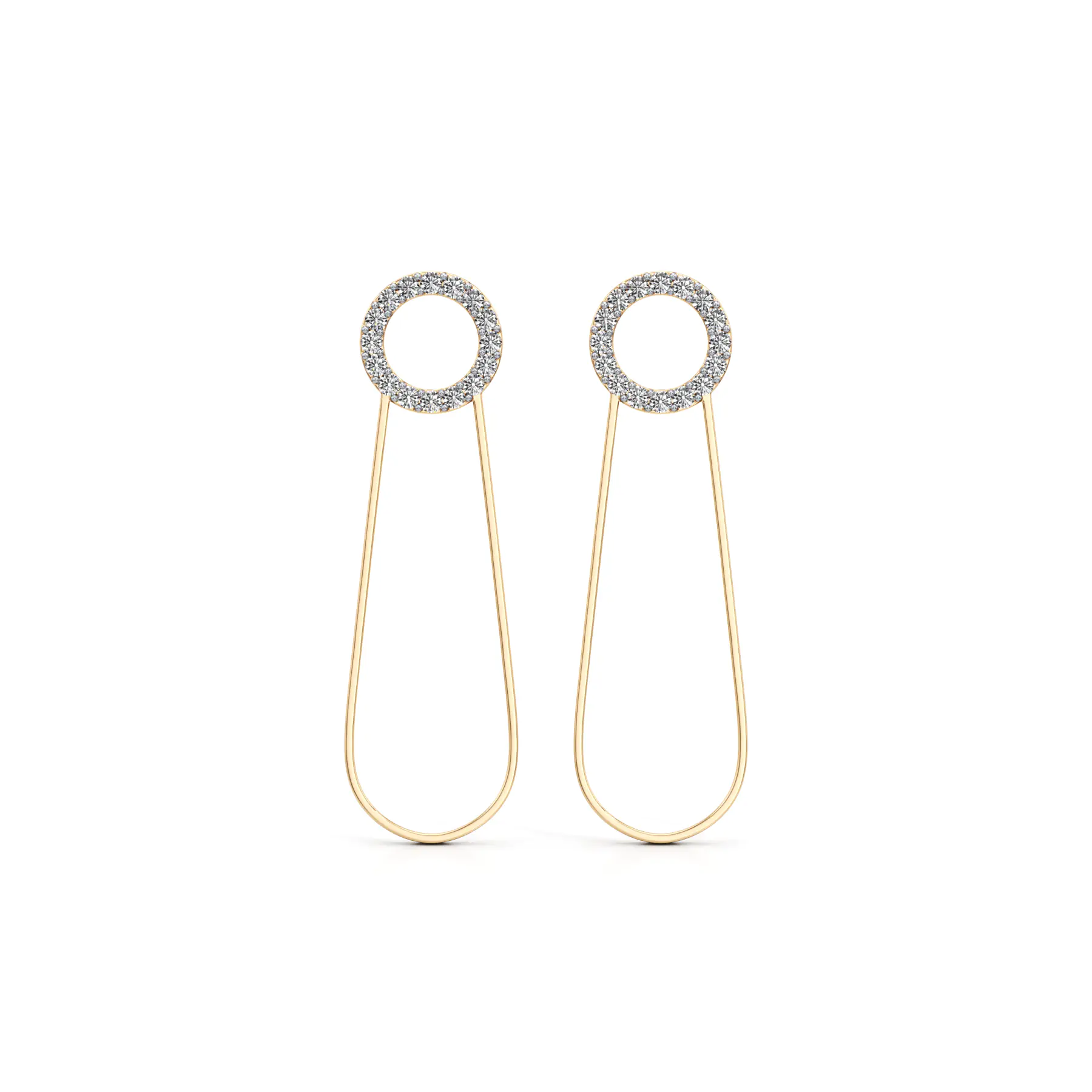 Radiant Pin Diamond Earrings in Yellow 14K Gold