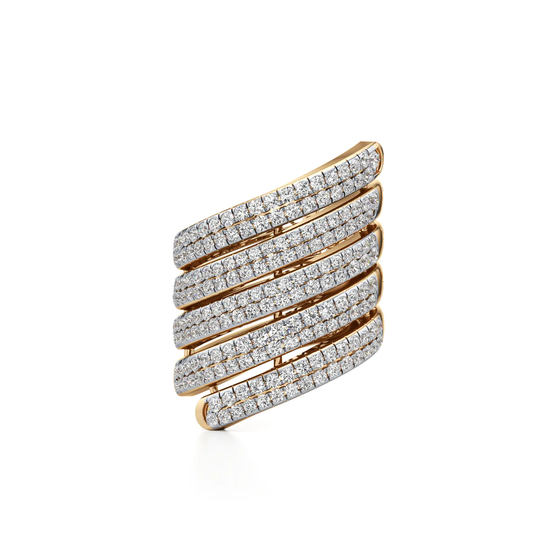 5-Layer Coil Diamond Ring in Yellow 14k Gold