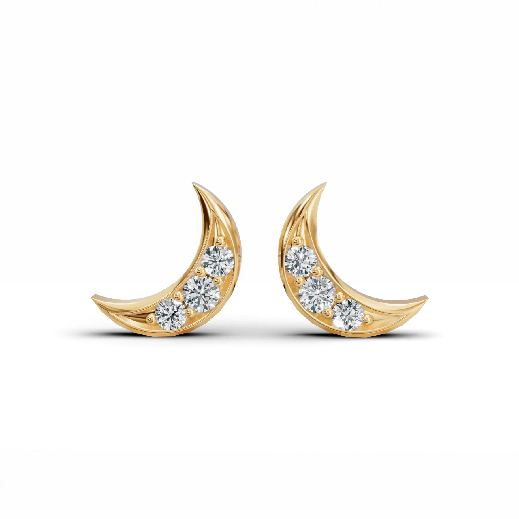 Petite Round Diamond Stud Earrings in Yellow 14K Gold