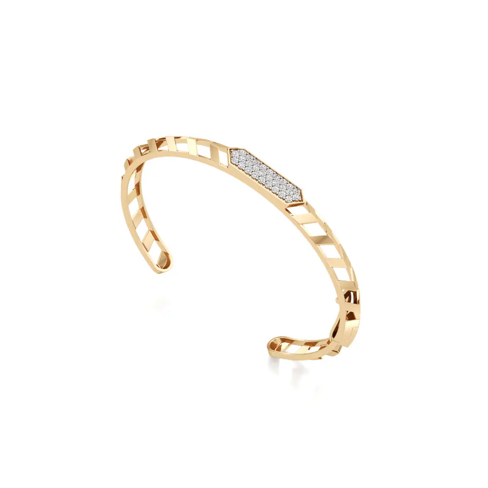 Arrowhead Diamond Kada in Yellow 14k Gold