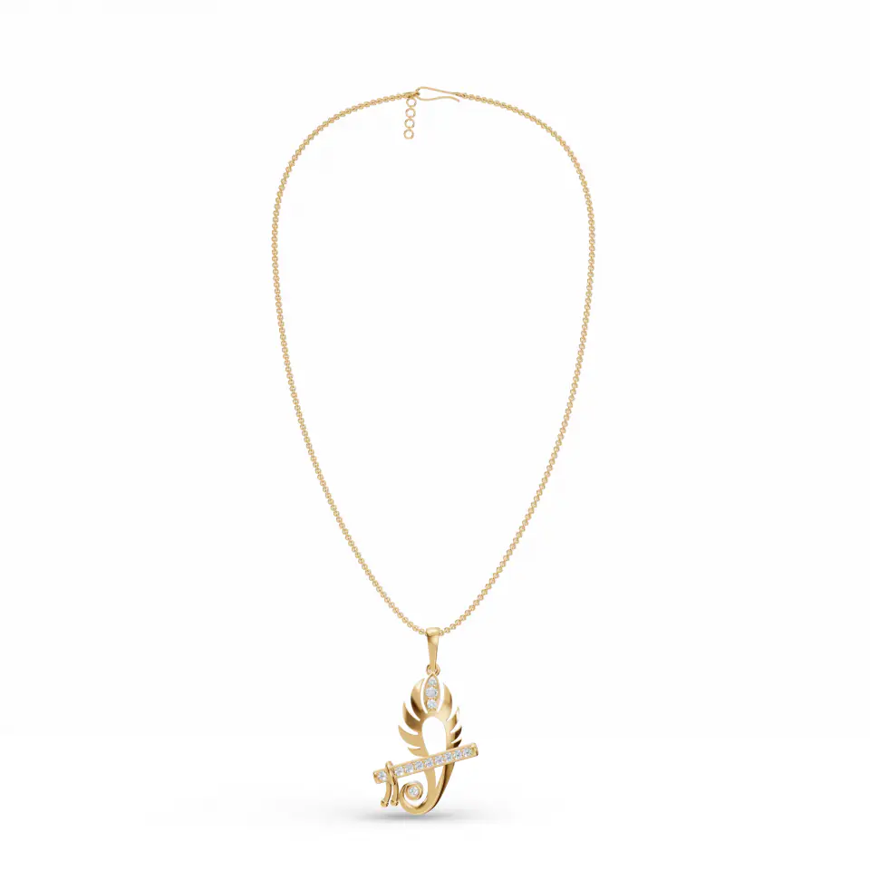 Krishna's Grace Diamond Pendant in Yellow 14k Gold