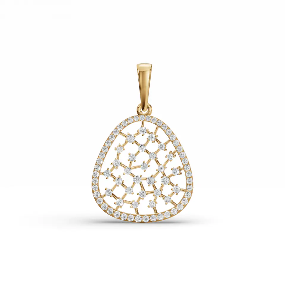 Untamed Triangular Mesh Diamond Pendant in Yellow 14k Gold