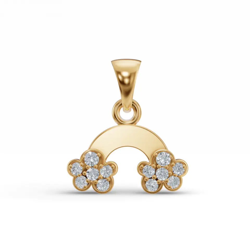 Playful Rainbow Diamond Pendant in Yellow 14k Gold
