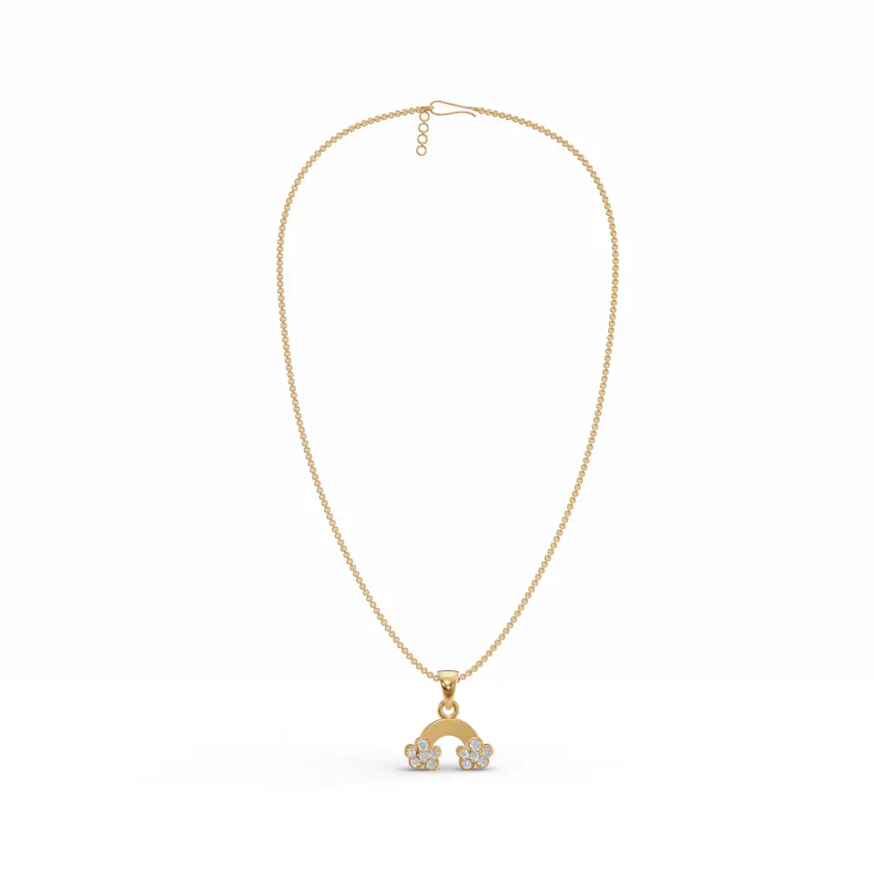 Playful Rainbow Diamond Pendant in Yellow 14k Gold