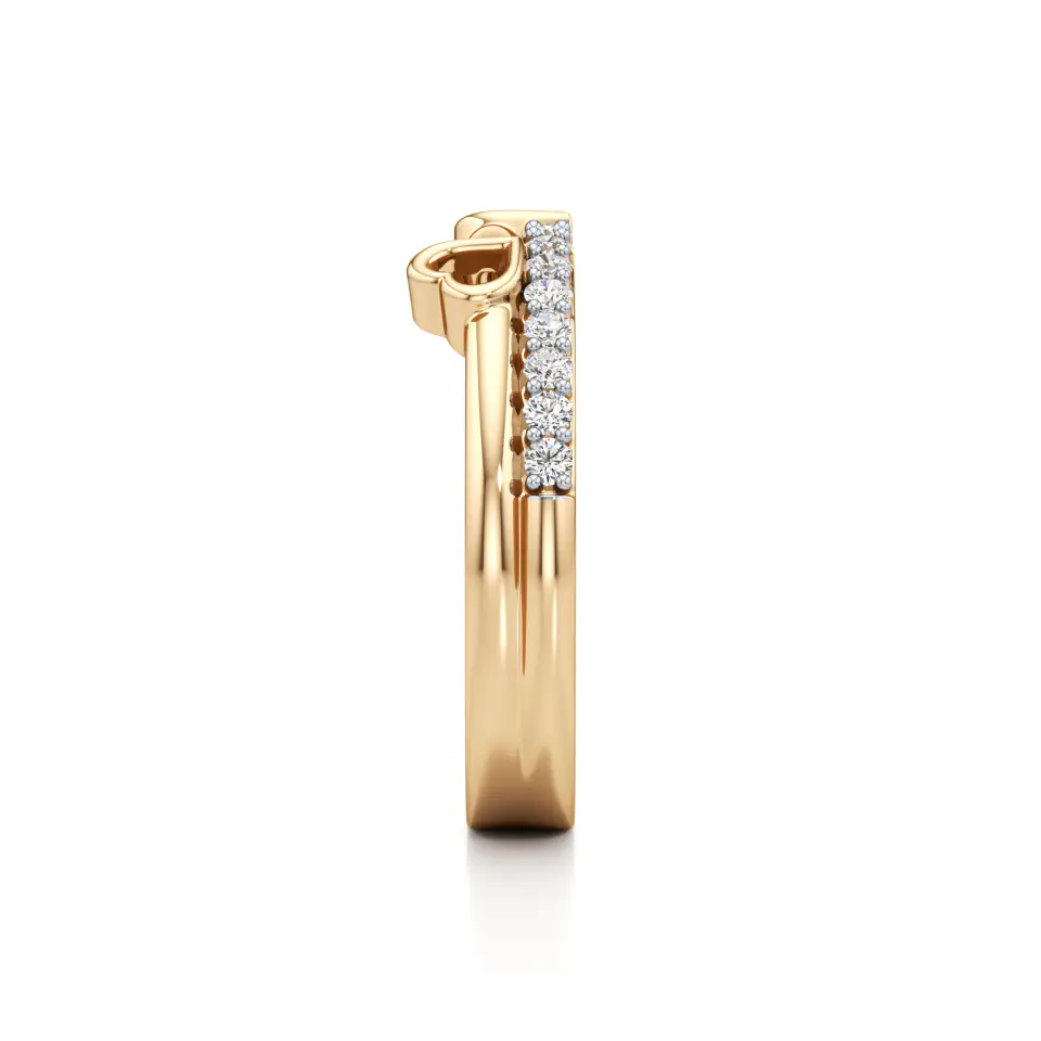 Two Hearts, One Love Diamond Ring in Yellow 14k Gold