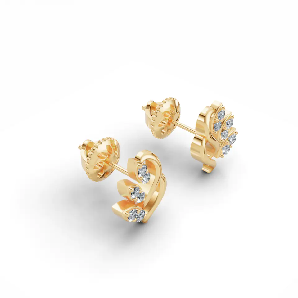 Leaflove Sparky Diamond Earrings in Yellow 14k Gold
