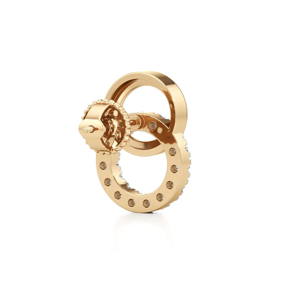 Interlinked Life Circle Diamond Earrings in Yellow 14K Gold